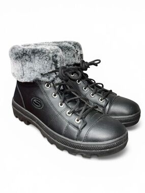 Women’s Skechers Roadies Top It Off Black/Gray Combat Boots -Size 9.5